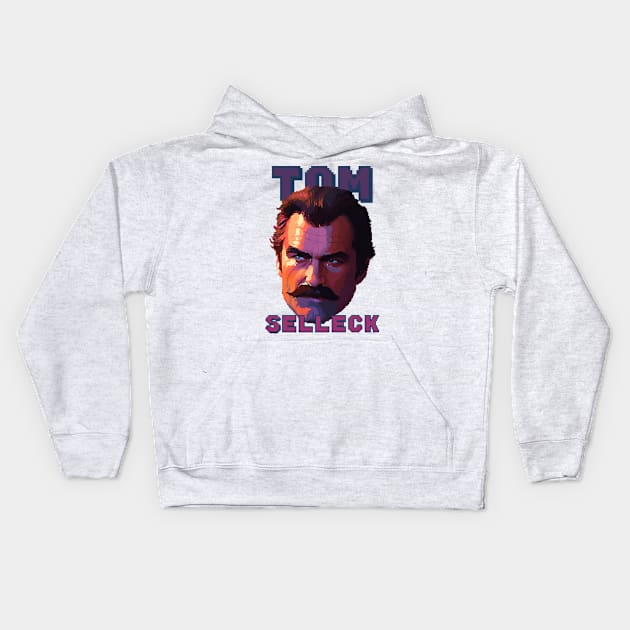 Tom Selleck Pixelated Kids Hoodie by Oldies Goodies!